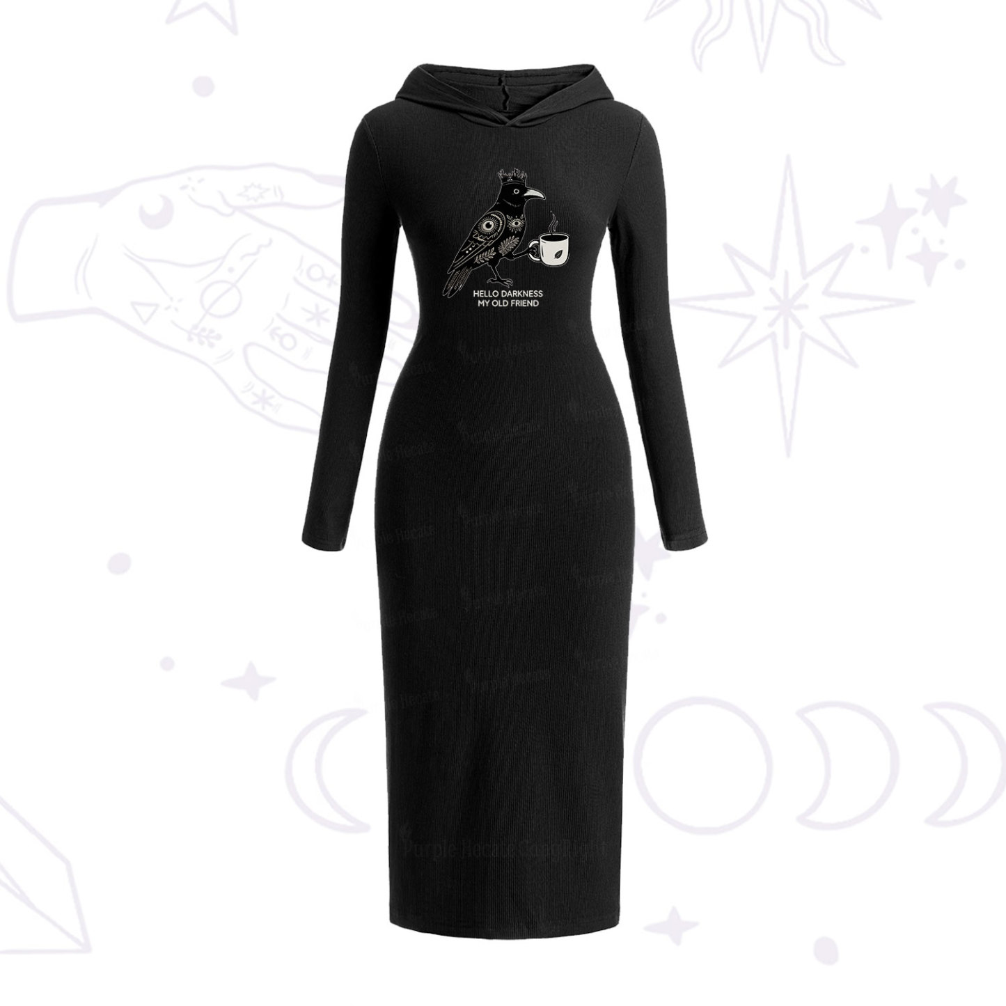 Purplehecate Hello Darkness My Old Friend Hooded Knit Dress