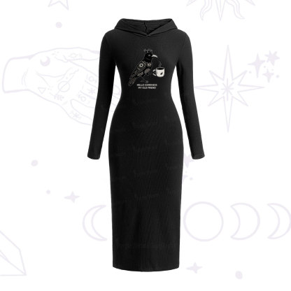 Purplehecate Hello Darkness My Old Friend Hooded Knit Dress