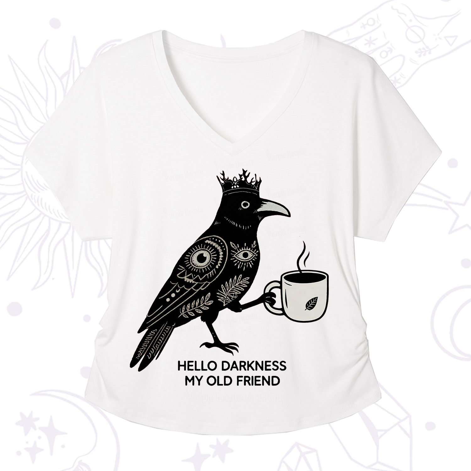 Purplehecate Hello Darkness My Old Friend V-Neck T-Shirt