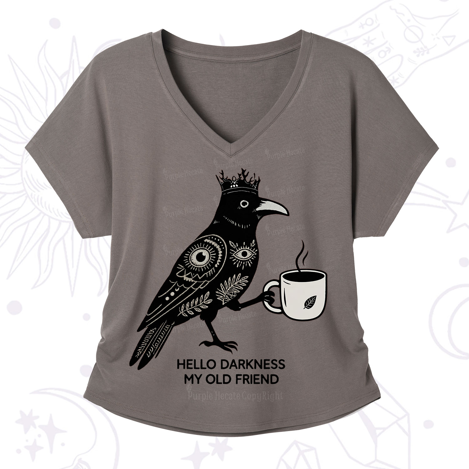 Purplehecate Hello Darkness My Old Friend V-Neck T-Shirt