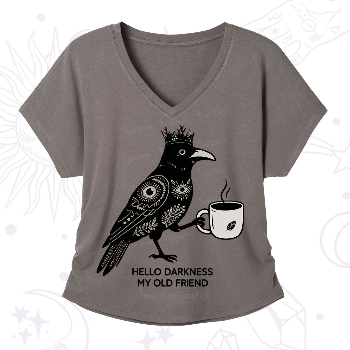 Purplehecate Hello Darkness My Old Friend V-Neck T-Shirt