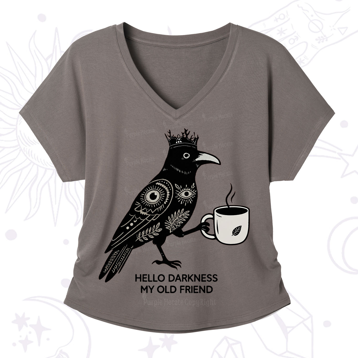 Purplehecate Hello Darkness My Old Friend V-Neck T-Shirt