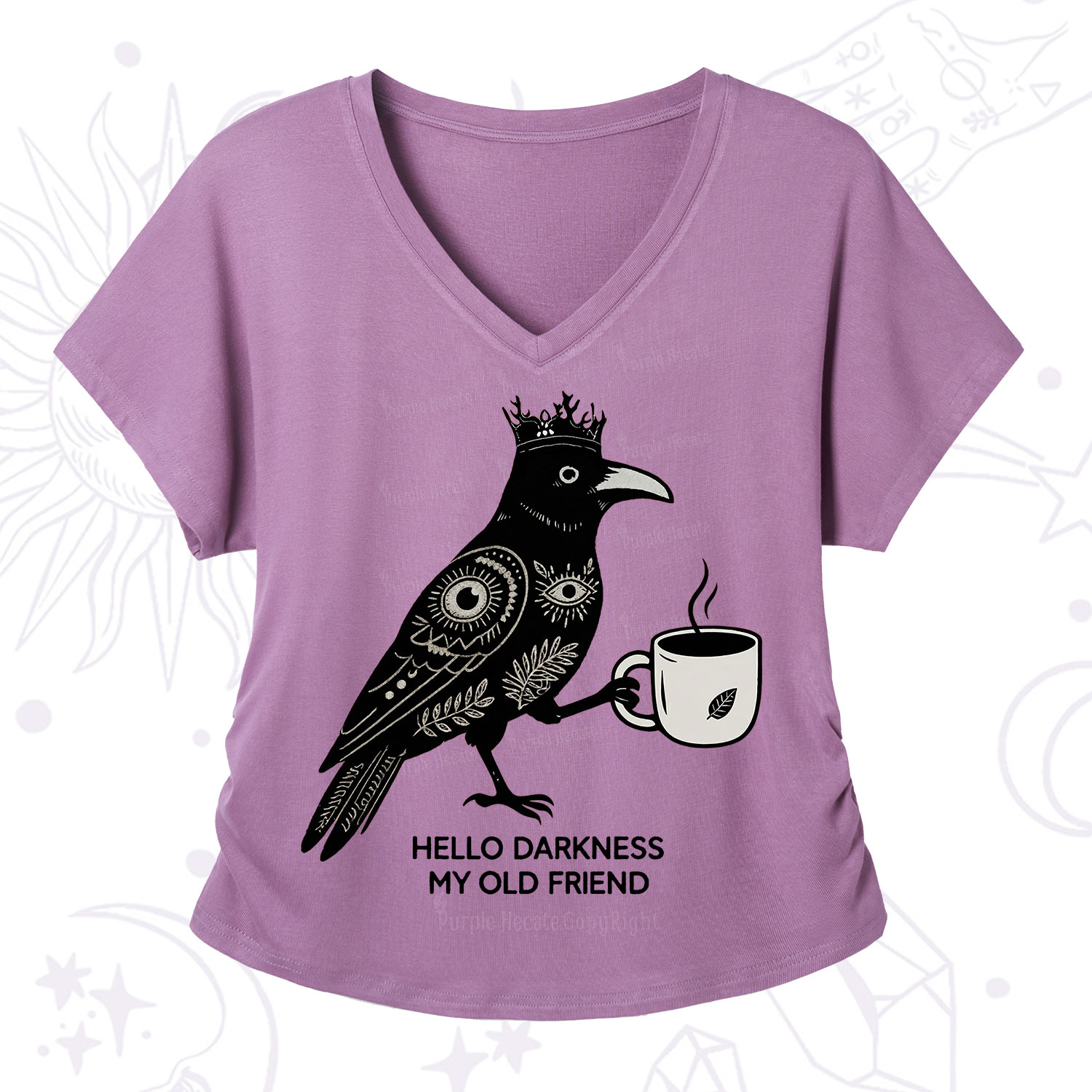 Purplehecate Hello Darkness My Old Friend V-Neck T-Shirt