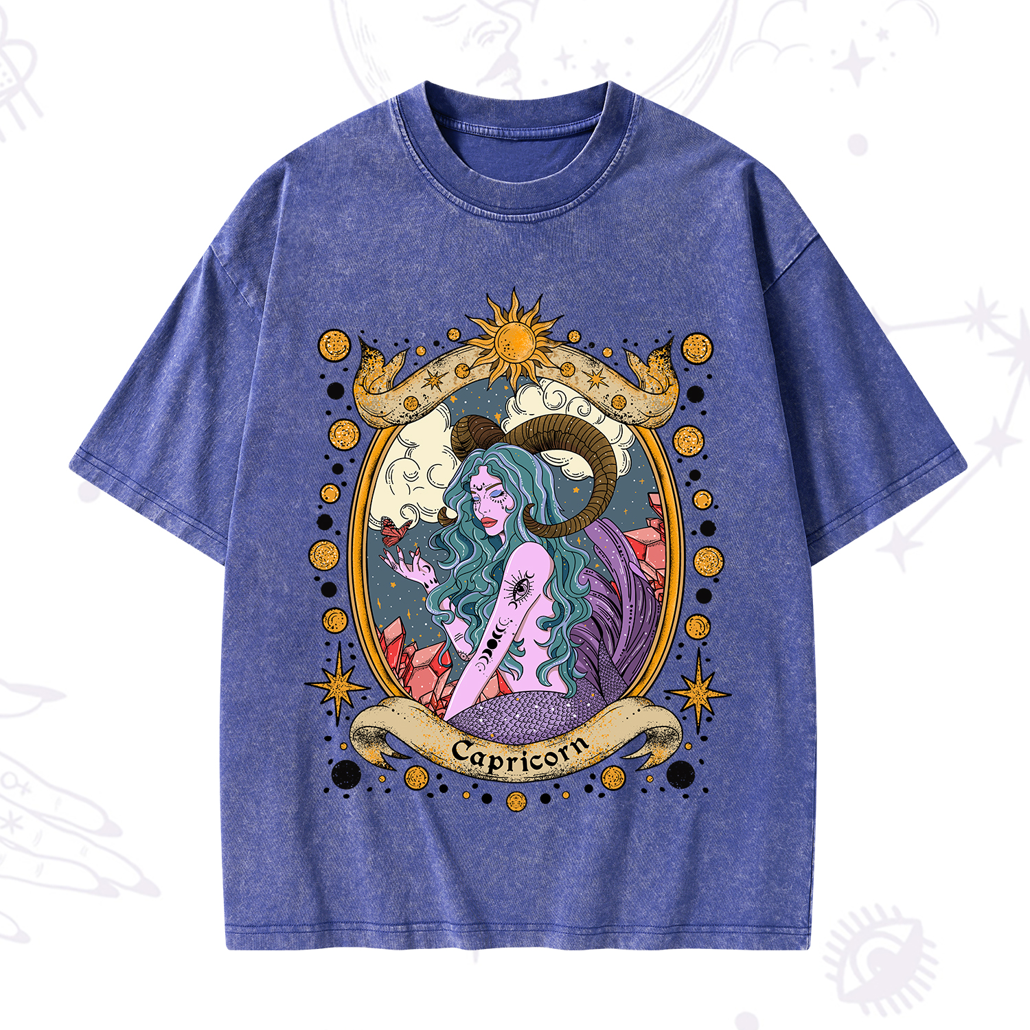 Purplehecate Capricorn Radiance Zodiac Washed T-Shirt