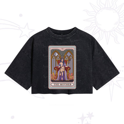 Purplehecate The Mother Tarot Card Washed Cropped T-Shirt