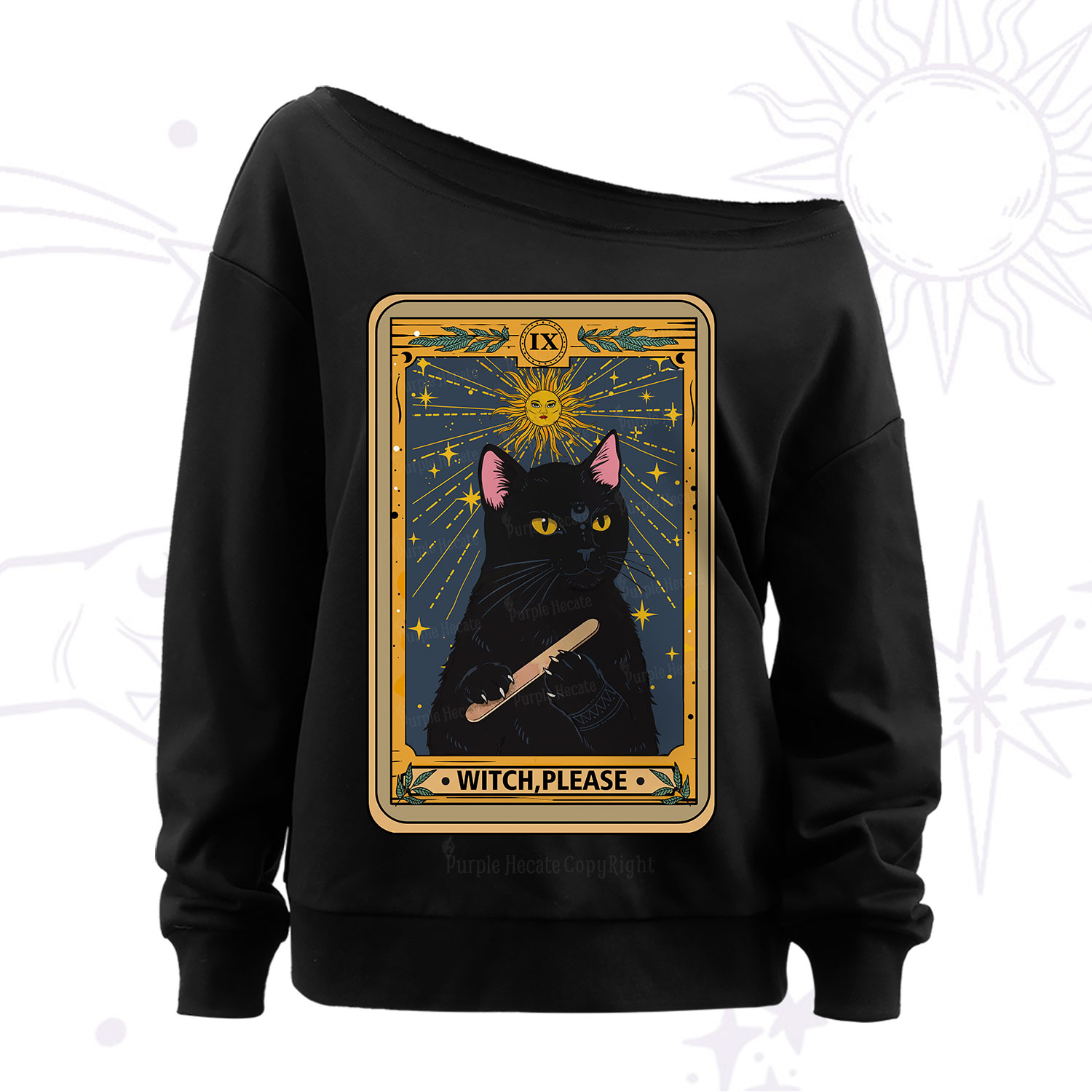 Purplehecate The Witch Please Tarot Off The Shoulder Sweatshirt