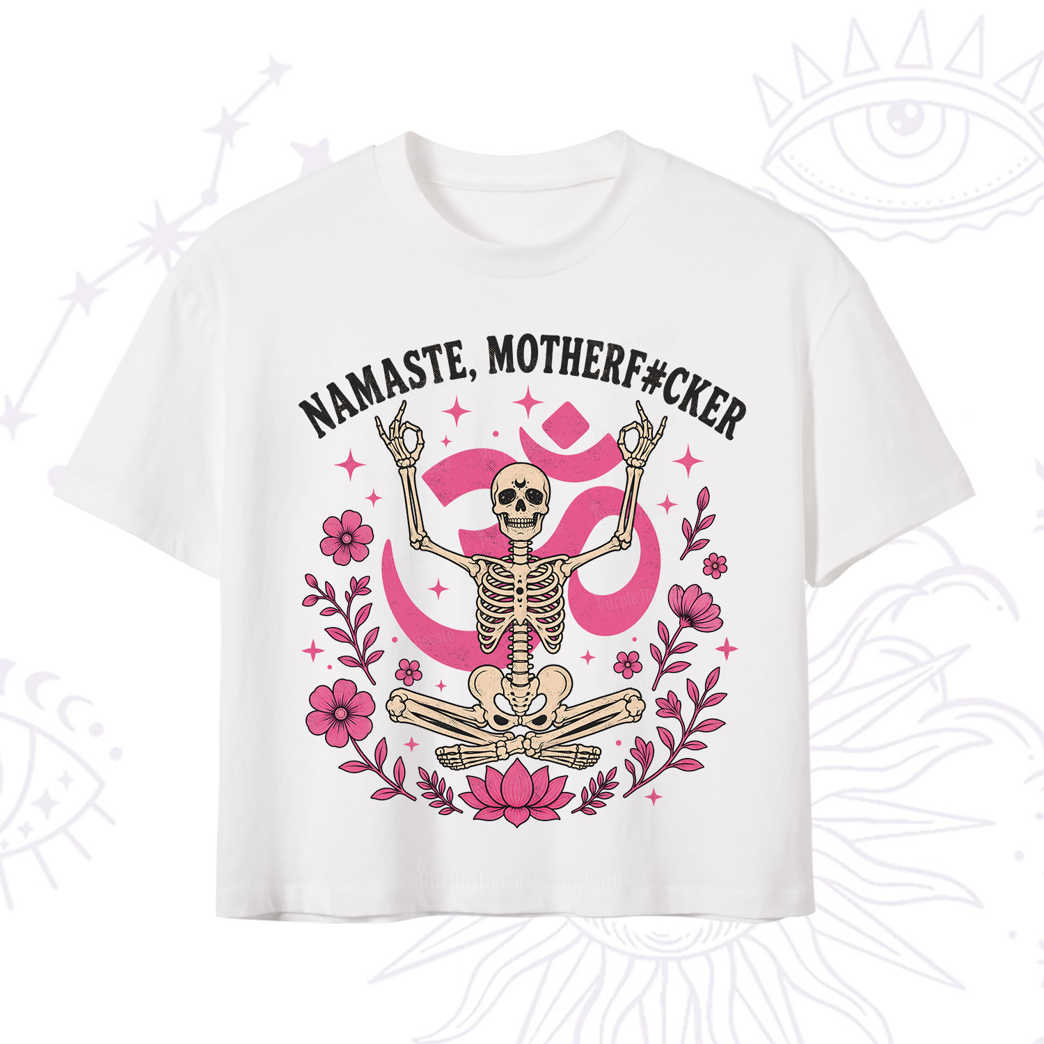 Purplehecate Namaste Motherf*cker Skeleton Crop T-Shirt