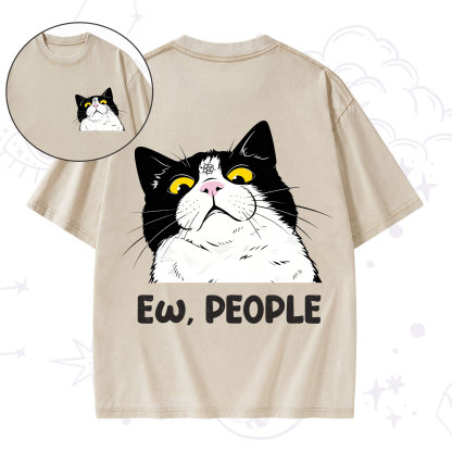 Purplehecate Ew People Cat Washed T-Shirt