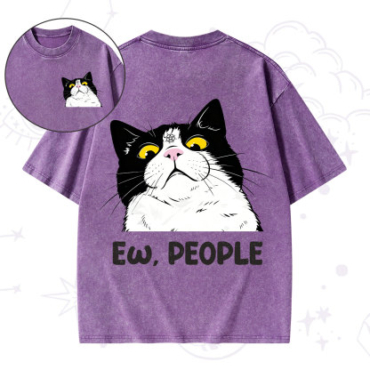 Purplehecate Ew People Cat Washed T-Shirt