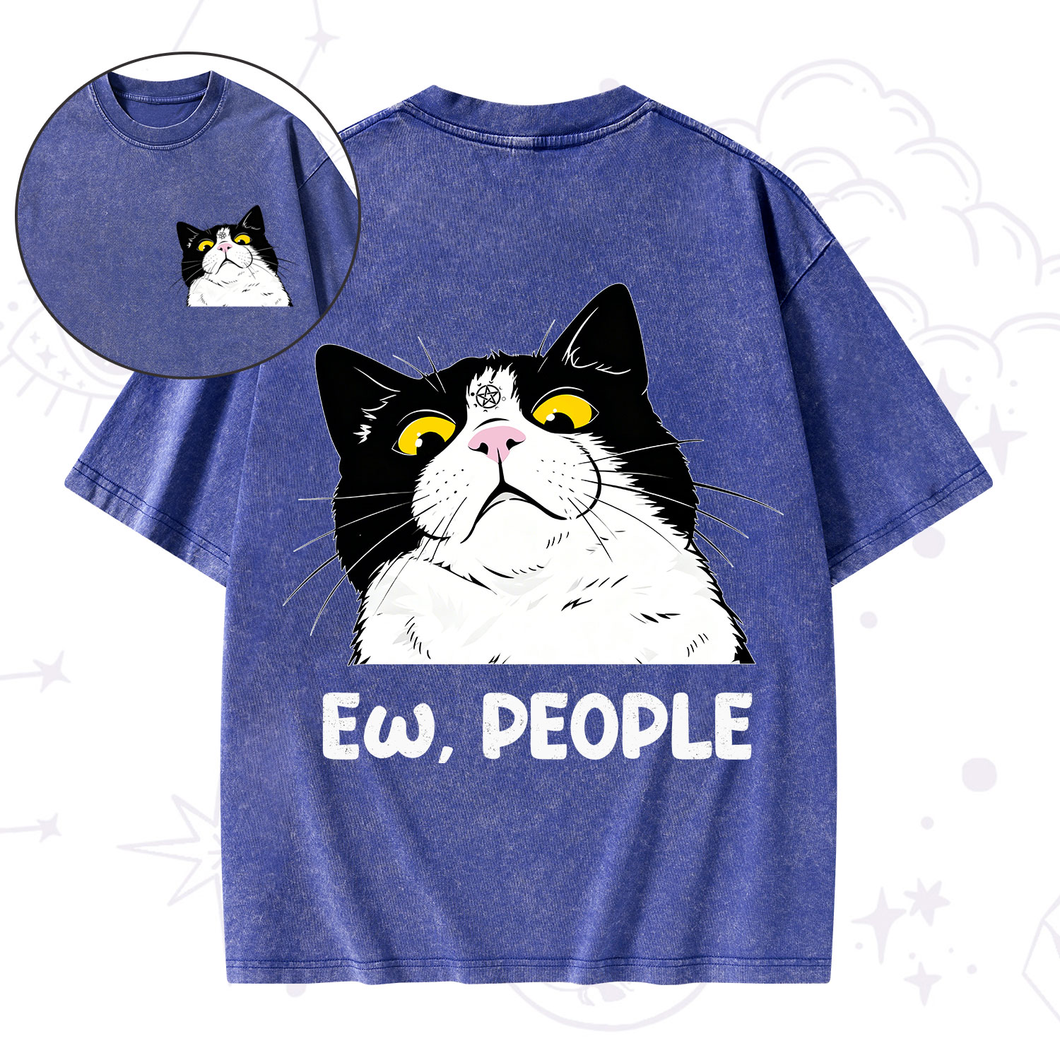 Purplehecate Ew People Cat Washed T-Shirt