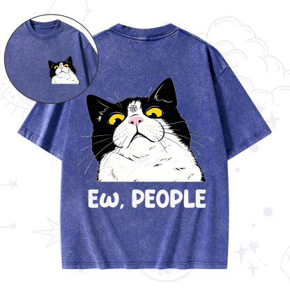 Purplehecate Ew People Cat Washed T-Shirt