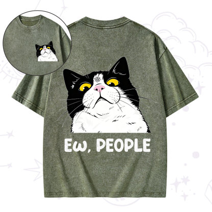 Purplehecate Ew People Cat Washed T-Shirt