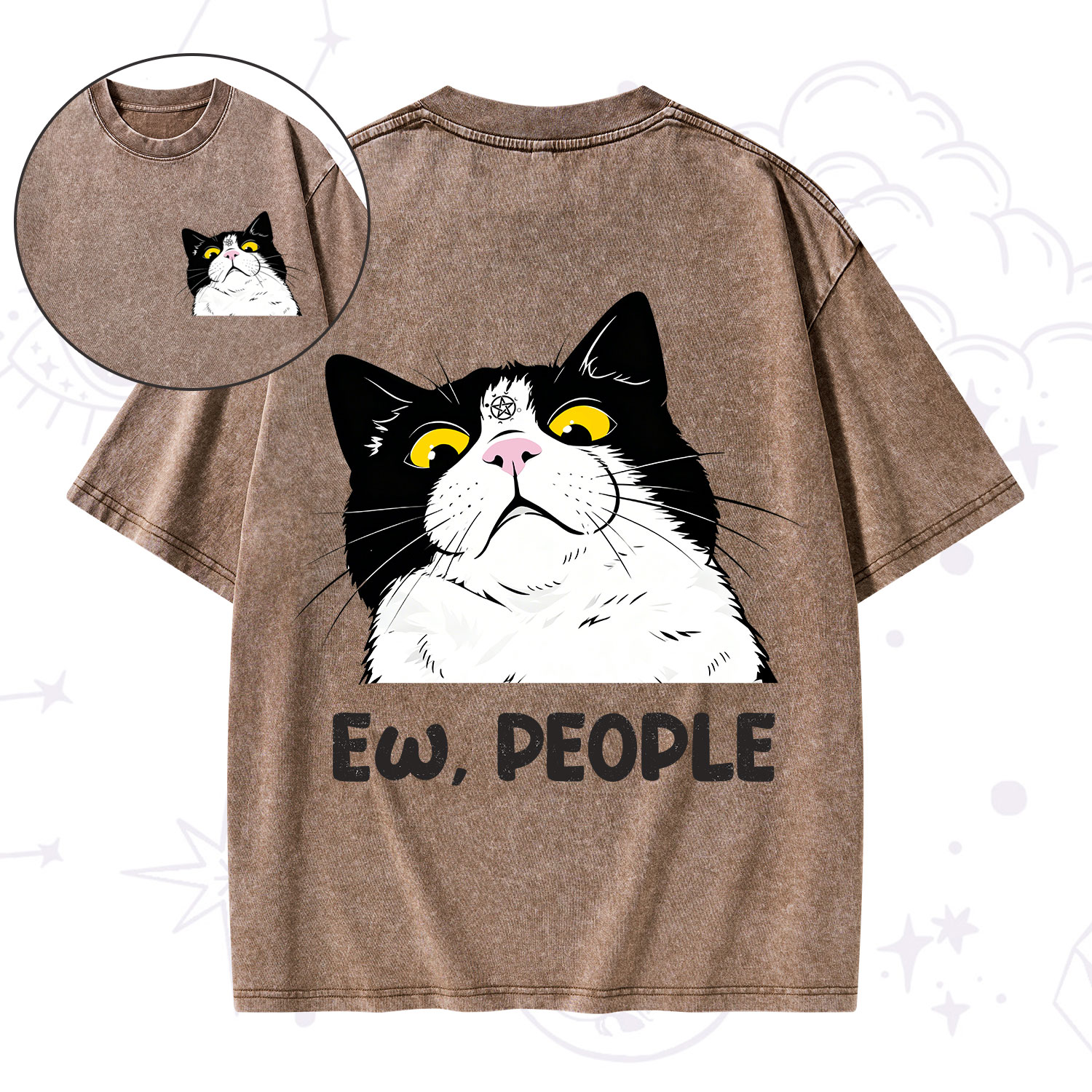 Purplehecate Ew People Cat Washed T-Shirt