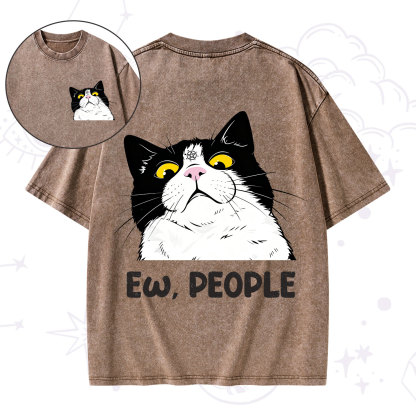 Purplehecate Ew People Cat Washed T-Shirt