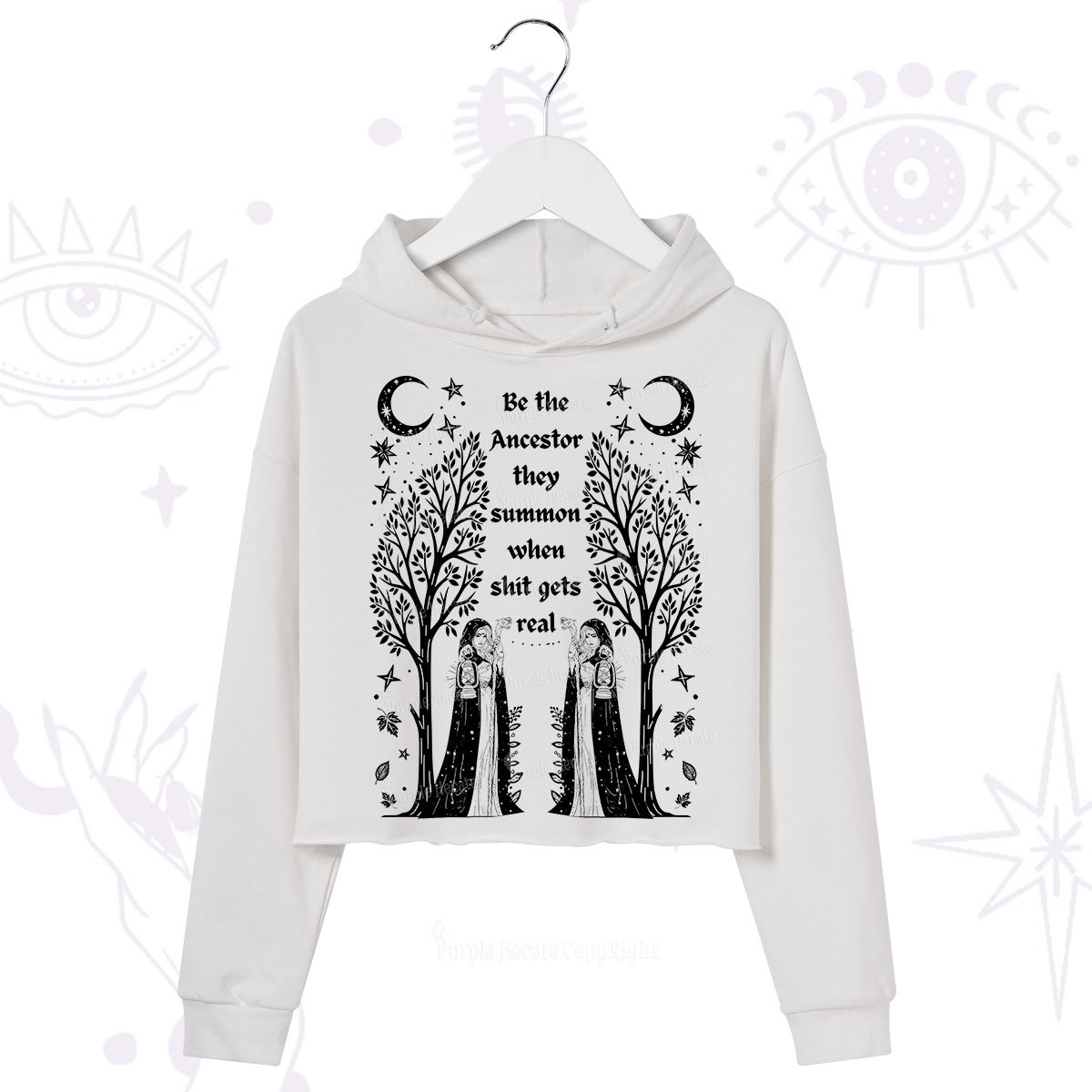 Purplehecate Be The Ancestor They Summon When Shit Gets Real Crop Hoodie