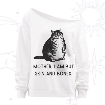Purplehecate Cat Mother I Am But Skin And Bones Off The Shoulder Sweatshirt