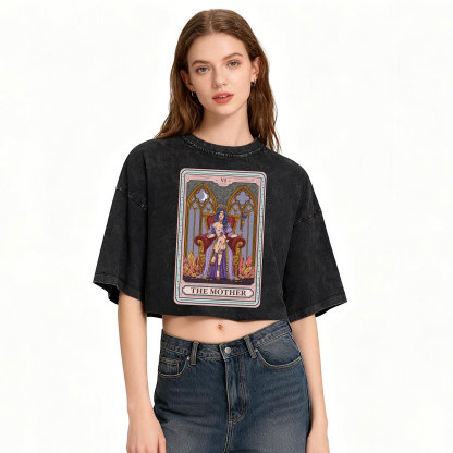 Purplehecate The Mother Tarot Card Washed Cropped T-Shirt
