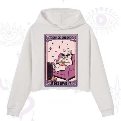 Purplehecate The Snack Queen Cat Tarot Crop Hoodie