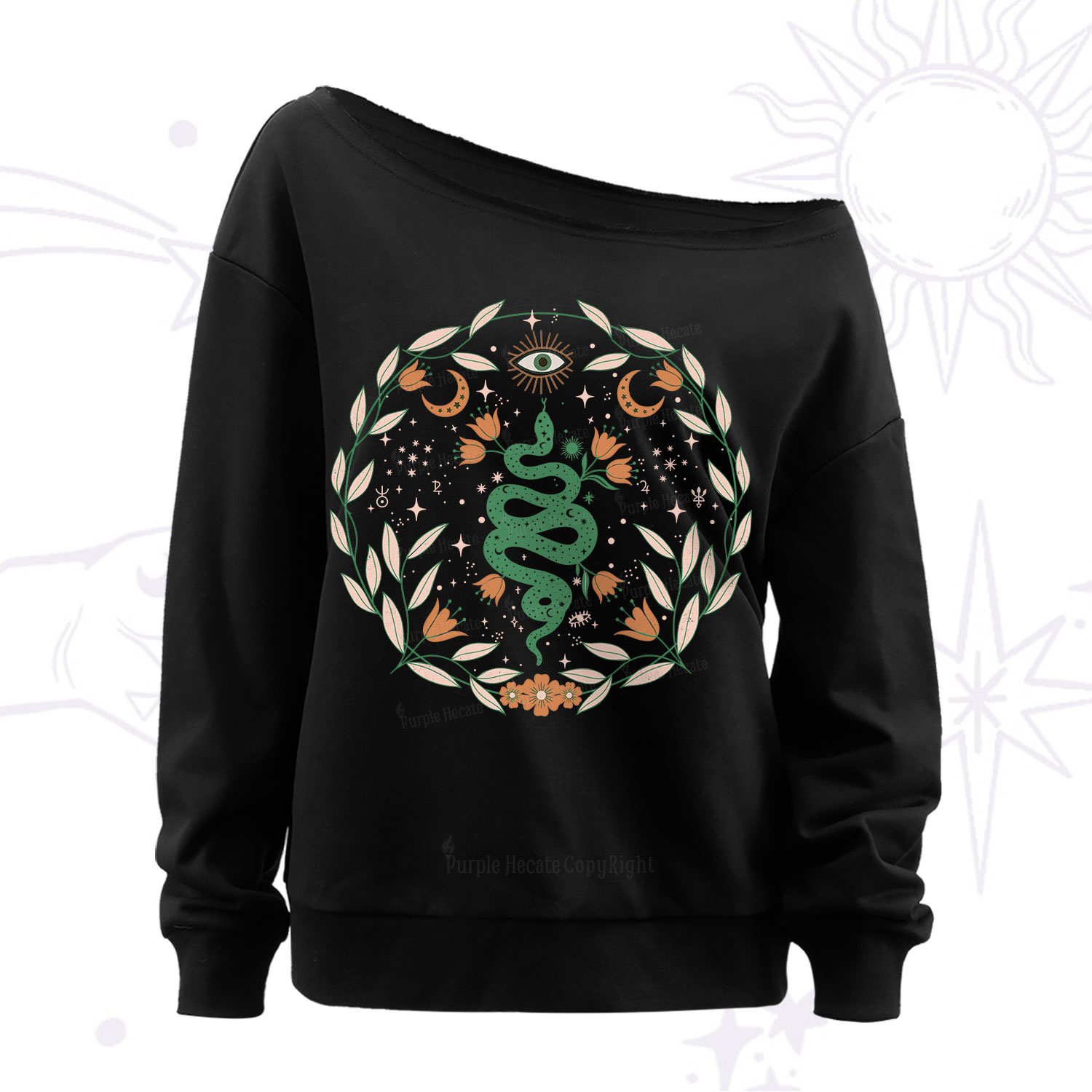 Purplehecate Mystic Serpent Off The Shoulder Sweatshirt