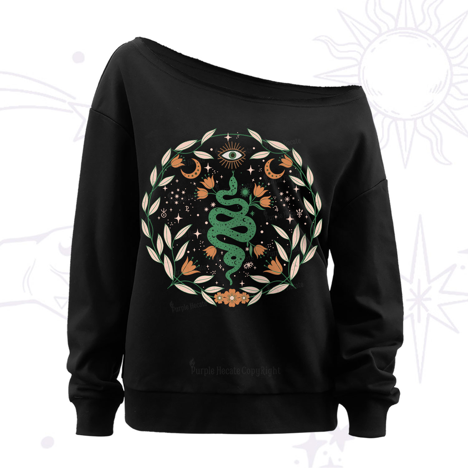 Purplehecate Mystic Serpent Off The Shoulder Sweat