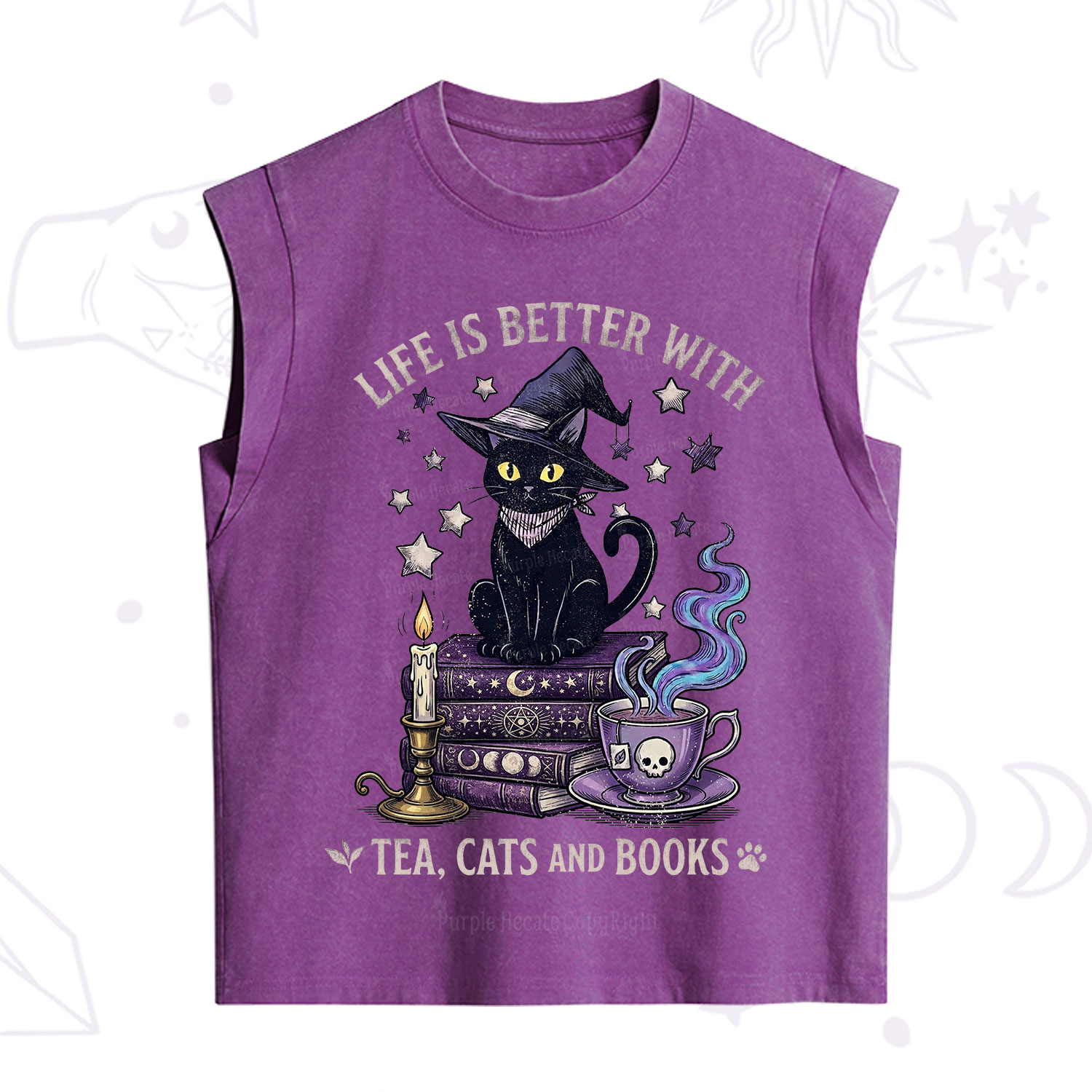 Purplehecate Life Is Better With Cats And Books Vintage Washed Tank