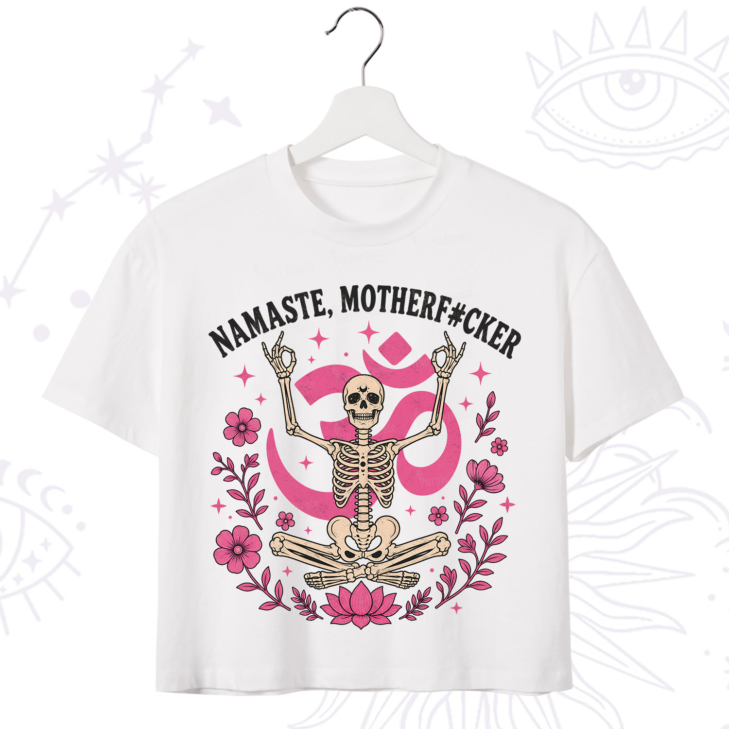 Purplehecate Namaste Motherf*cker Skeleton Crop T-Shirt