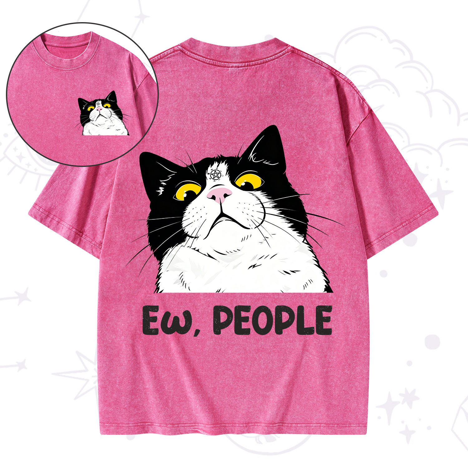 Purplehecate Ew People Cat Washed T-Shirt