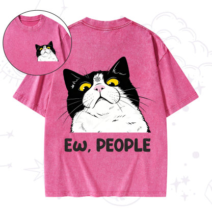 Purplehecate Ew People Cat Washed T-Shirt