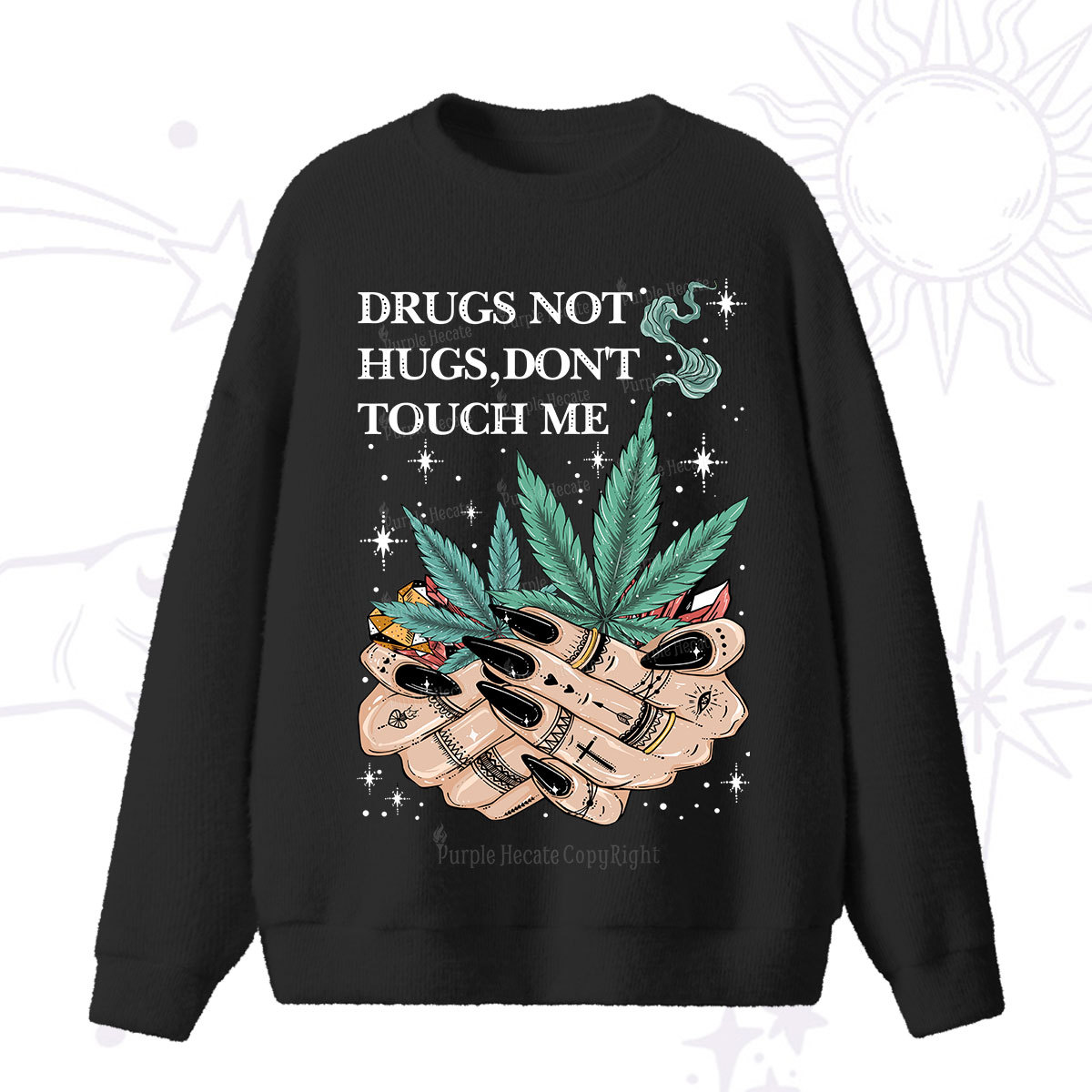 Purplehecate Drugs Not Hugs Fuzzy Ugly Sweater