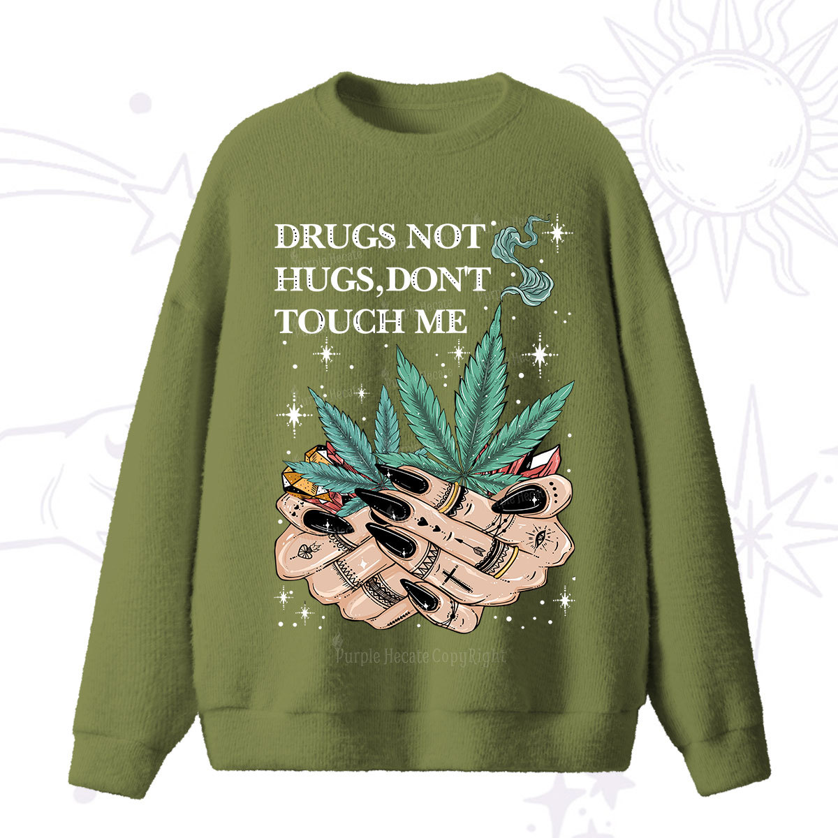 Purplehecate Drugs Not Hugs Fuzzy Ugly Sweater