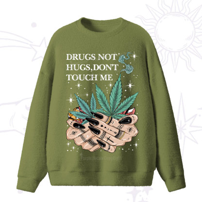 Purplehecate Drugs Not Hugs Fuzzy Ugly Sweater
