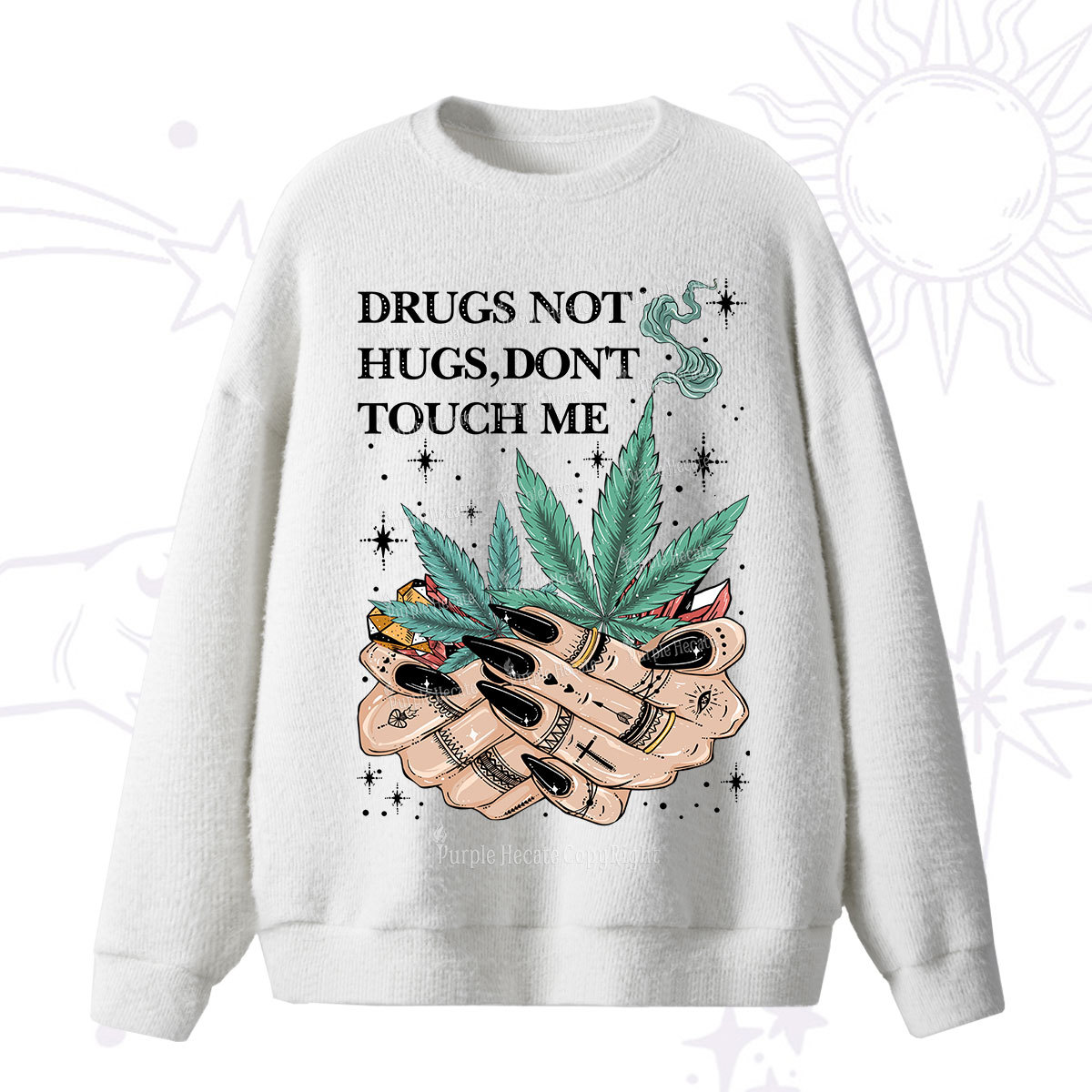 Purplehecate Drugs Not Hugs Fuzzy Ugly Sweater