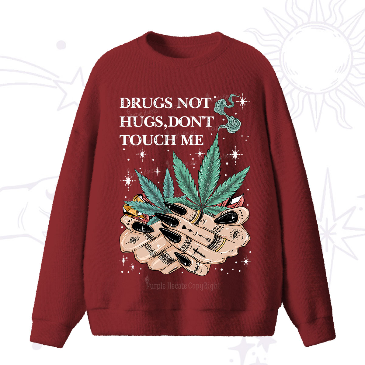 Purplehecate Drugs Not Hugs Fuzzy Ugly Sweater