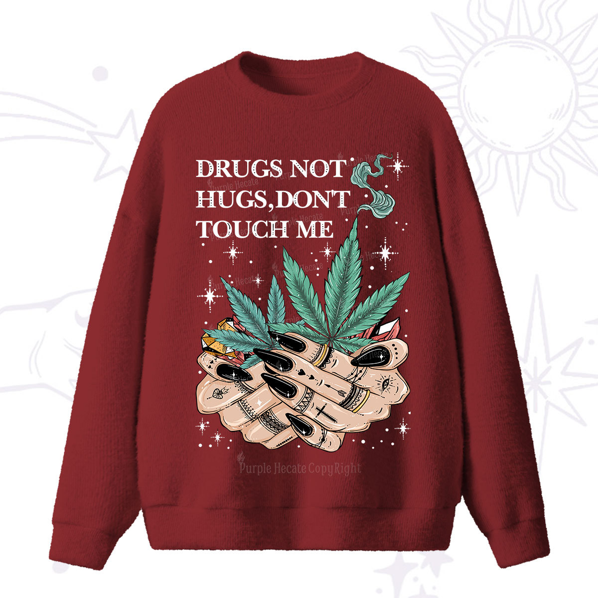 Purplehecate Drugs Not Hugs Fuzzy Ugly Sweater
