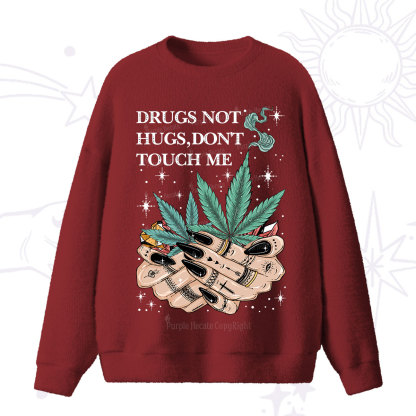 Purplehecate Drugs Not Hugs Fuzzy Ugly Sweater