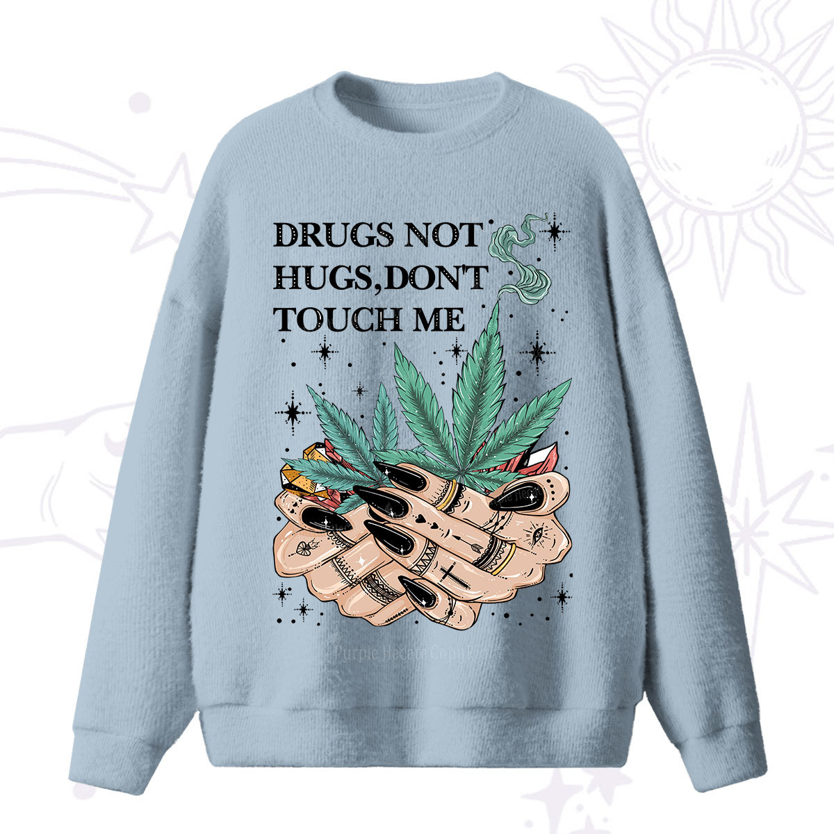 Purplehecate Drugs Not Hugs Fuzzy Ugly Sweater