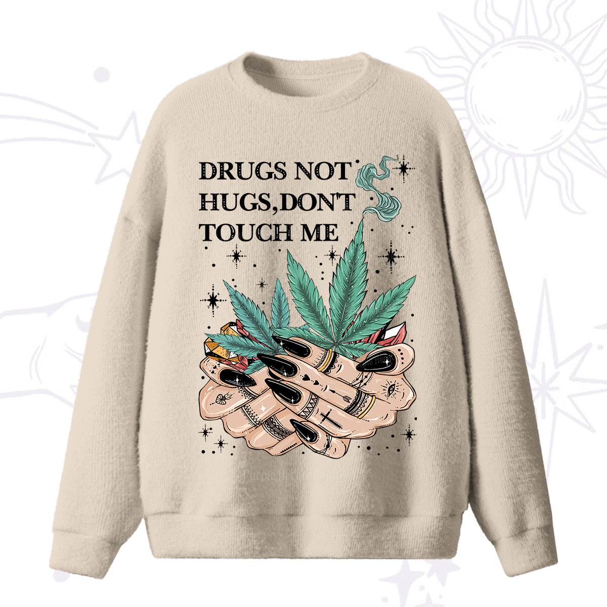 Purplehecate Drugs Not Hugs Fuzzy Ugly Sweater