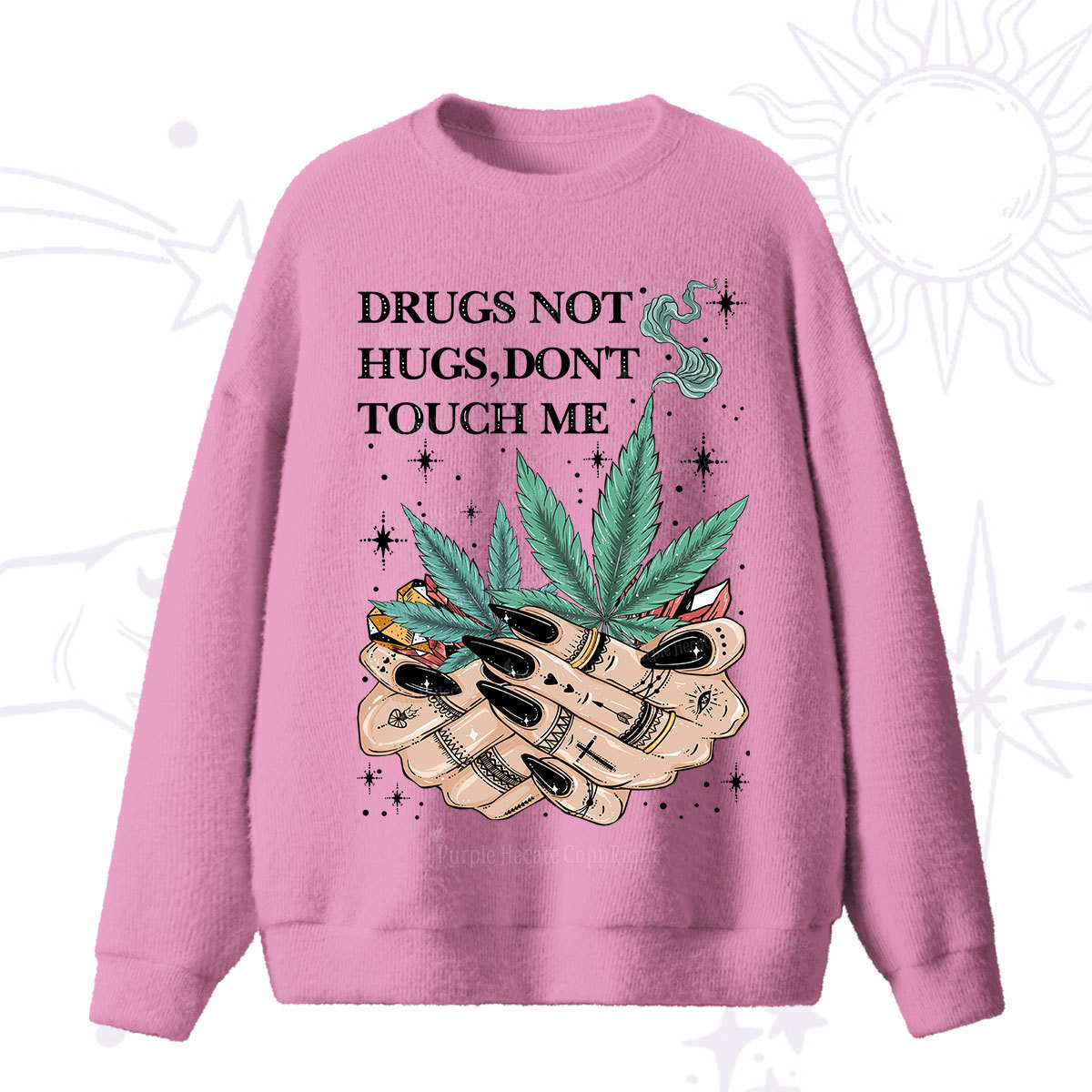 Purplehecate Drugs Not Hugs Fuzzy Ugly Sweater