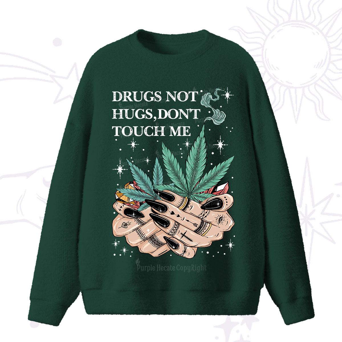 Purplehecate Drugs Not Hugs Fuzzy Ugly Sweater