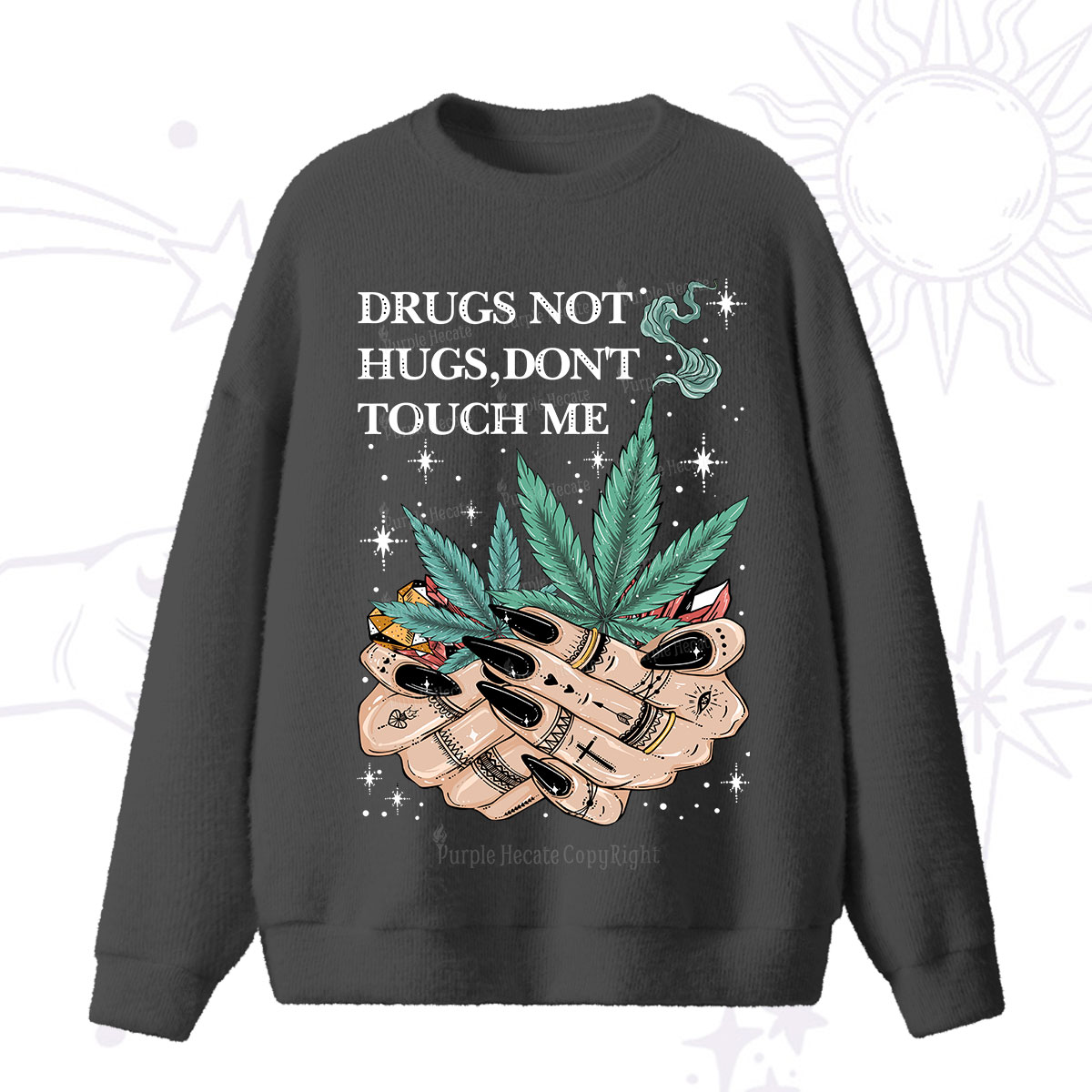 Purplehecate Drugs Not Hugs Fuzzy Ugly Sweater
