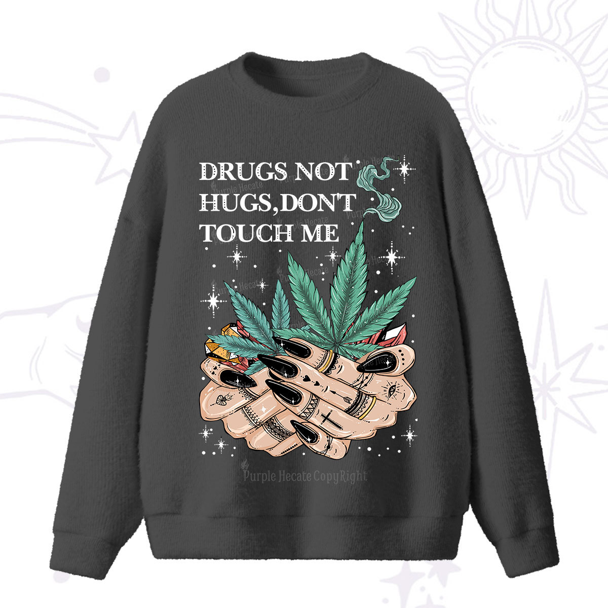 Purplehecate Drugs Not Hugs Fuzzy Ugly Sweater