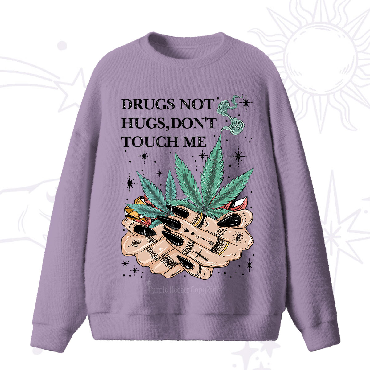 Purplehecate Drugs Not Hugs Fuzzy Ugly Sweater