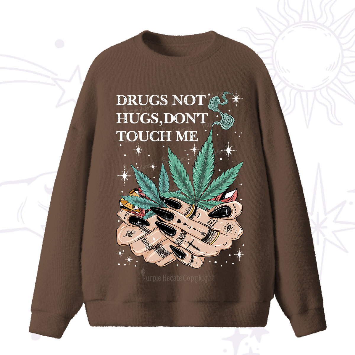 Purplehecate Drugs Not Hugs Fuzzy Ugly Sweater