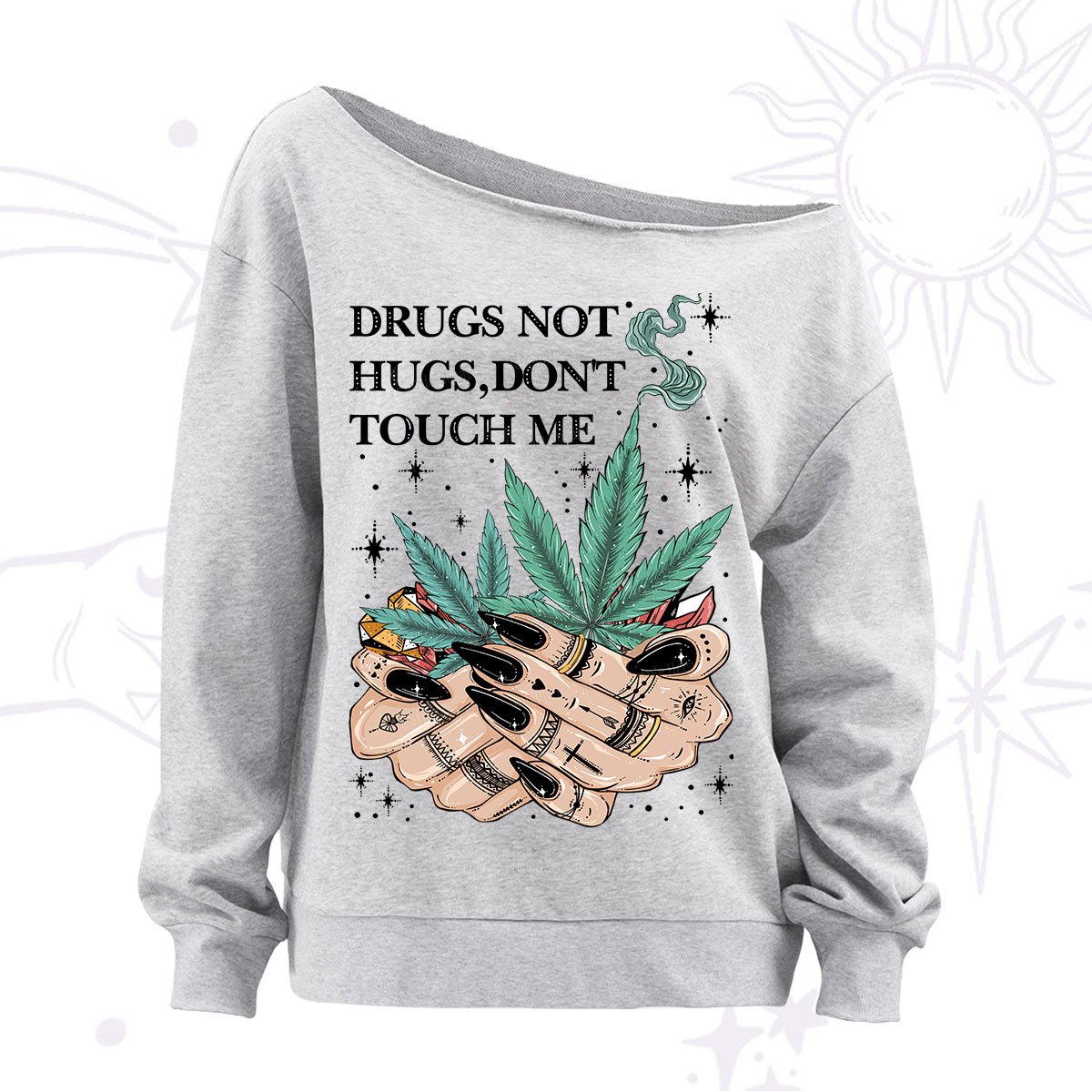 Purplehecate Drugs Not Hugs Off The Shoulder Sweatshirt
