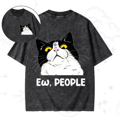 Purplehecate Ew People Cat Washed T-Shirt