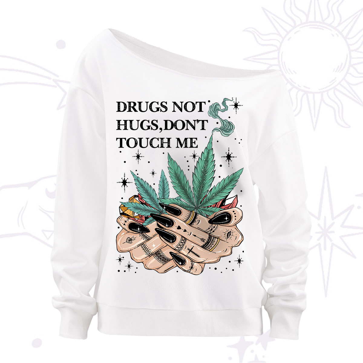 Purplehecate Drugs Not Hugs Off The Shoulder Sweatshirt