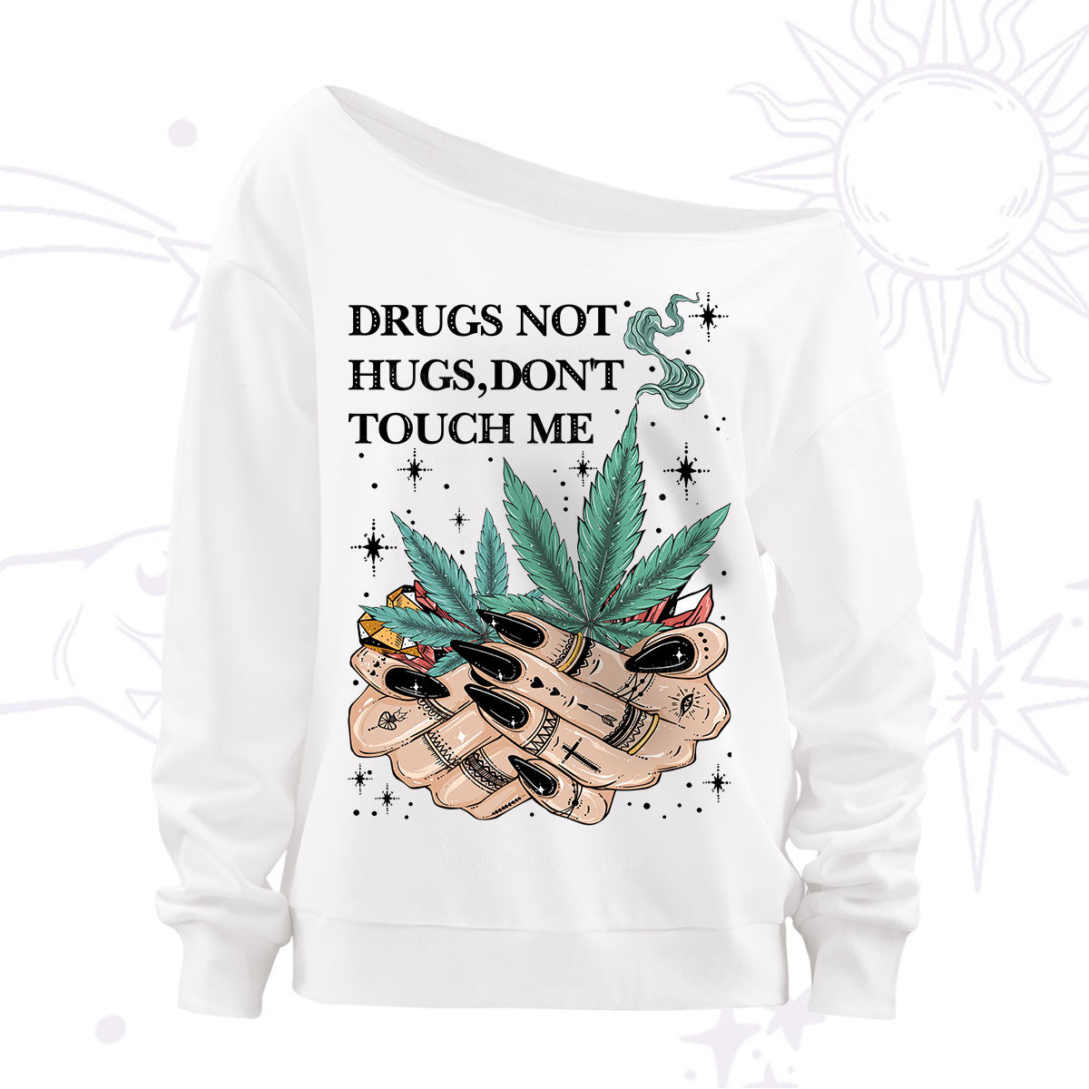 Purplehecate Drugs Not Hugs Off The Shoulder Sweatshirt