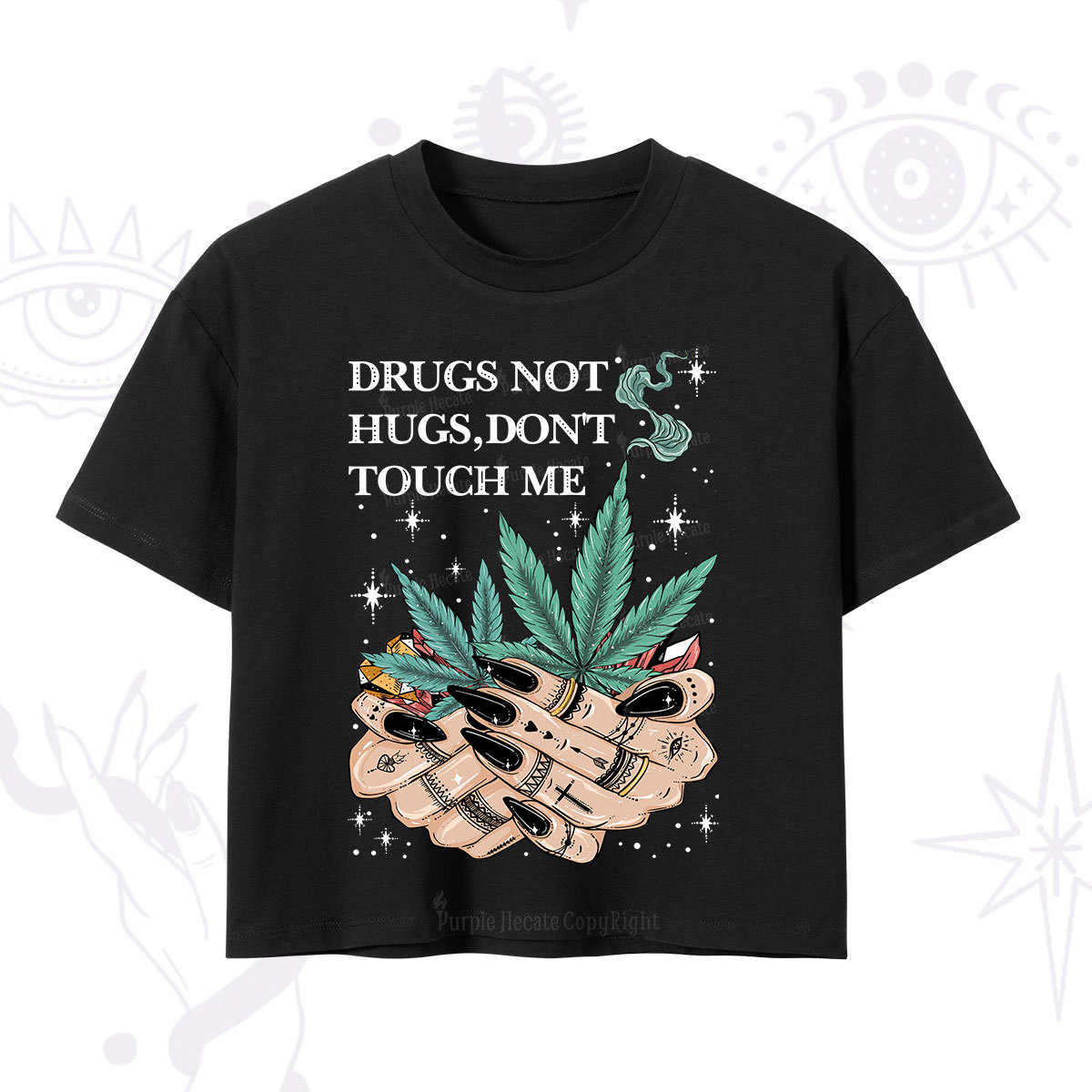 Purplehecate Drugs Not Hugs Crop T-Shirt
