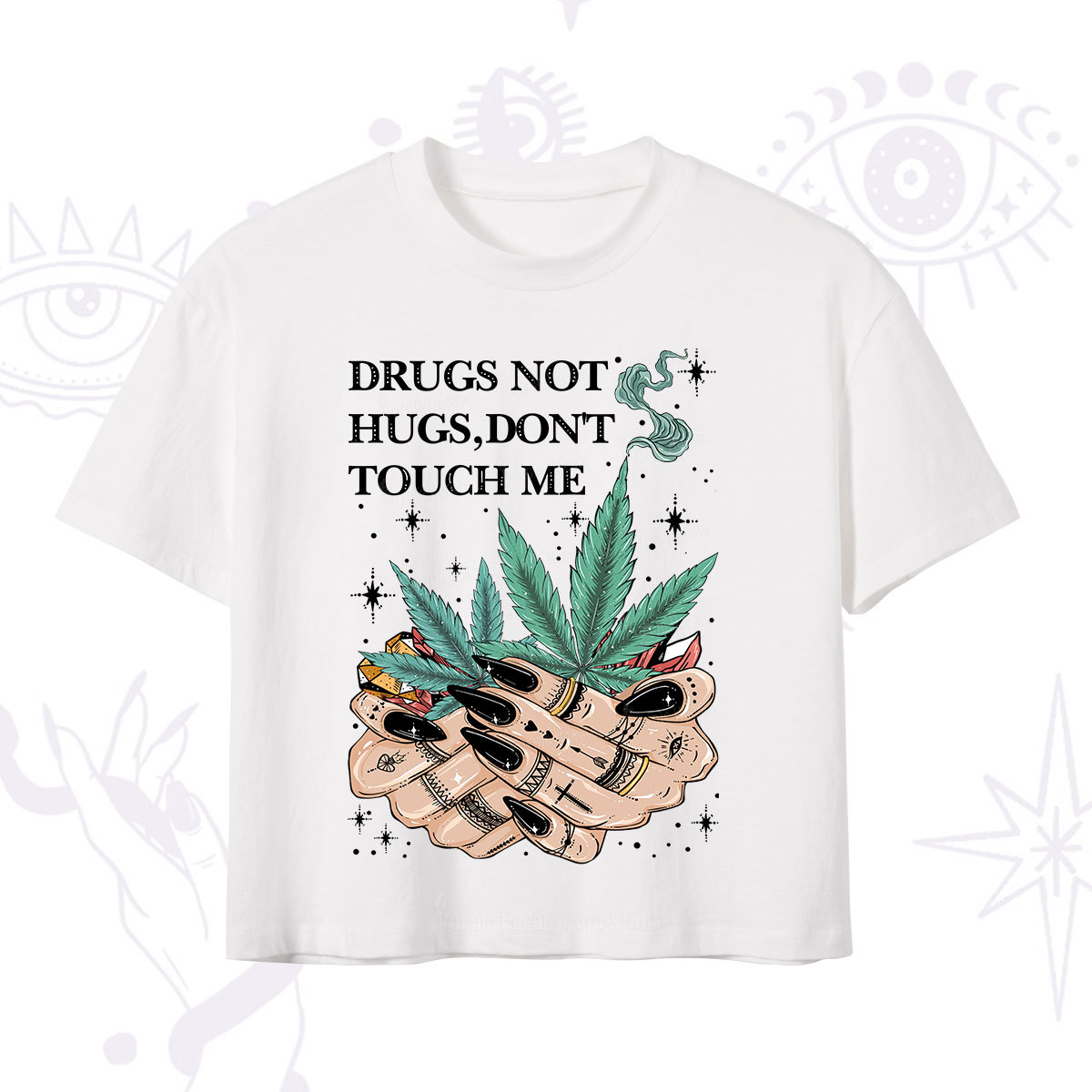 Purplehecate Drugs Not Hugs Crop T-Shirt
