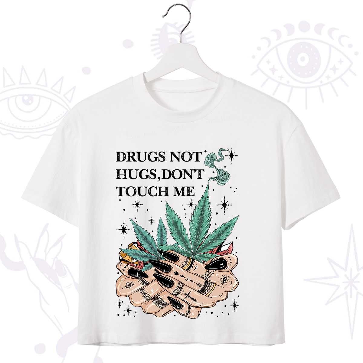 Purplehecate Drugs Not Hugs Crop T-Shirt